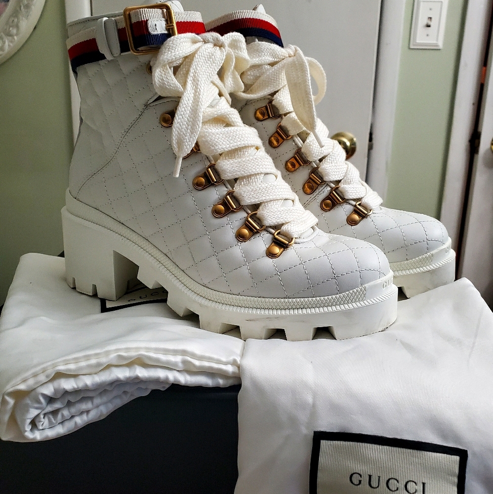 Gucci
Sylvie Web Accent Combat Boots w/ Tags